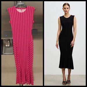 💕NORMA KAMALI💕 Sleeveless Fishtail Dress to Midcalf ~ NK Red Stripe XS/34 NWT